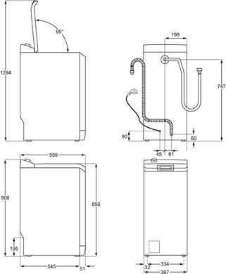 Electrolux Пральна машина вертикальна, 7кг, 1300, A+++, 60см, дисплей, пара, інвертор, білий (386188) EW8T3372U фото