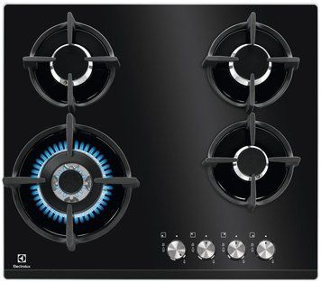 Electrolux Варочная поверхность газ на стекле, 60см, чугун, черный KGG6437K фото