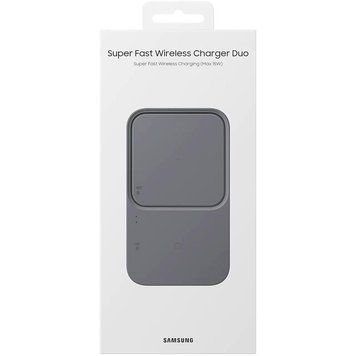 Зарядний пристрій бездротовий Samsung Duo 15Вт, сірий темний