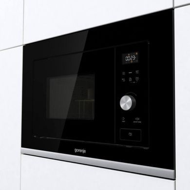 Gorenje Мікрохвильова піч вбудовувана, 20л, електр. управл., 800Вт, гриль, дисплей, чорний (373328) BMX201AG1BG фото