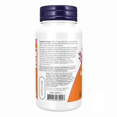 Кверцетин і бромелайн Now Foods (Quercetin and Bromelain) 60 вегетаріанських капсул