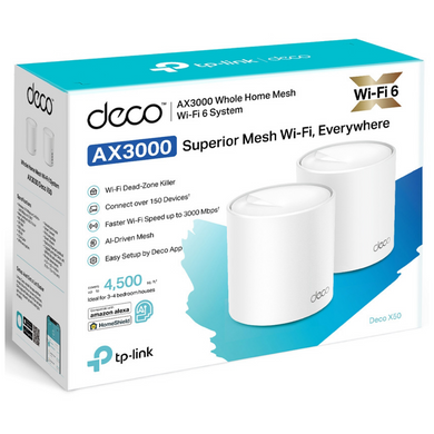 Домашня Mesh Wi-Fi система Tp-Link,Deco X50(2-pack) TP-LINK Deco X50(2-pack)