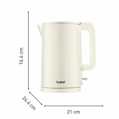 Tefal Электрочайник Thermo Protect, 1.5л, пластик, нержавеющая сталь, светло-бежевый (384100) KO140AE0 фото
