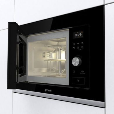 Gorenje Мікрохвильова піч вбудовувана, 20л, електр. управл., 800Вт, гриль, дисплей, чорний (373328) BMX201AG1BG фото