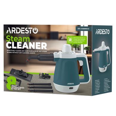 ARDESTO Пароочисник, 1200Вт, мл, 3.5Бар, білий+ синій (384226) STC-C1200W3-5 фото