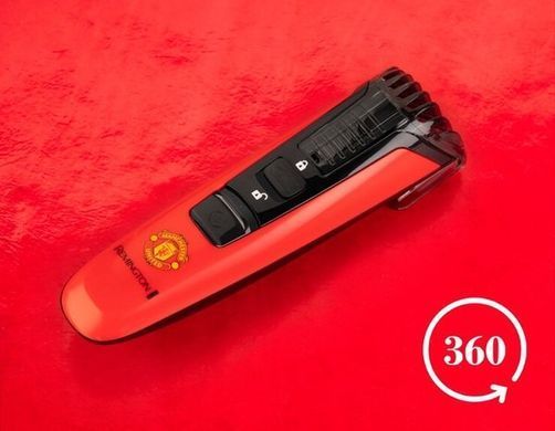 Remington Триммер Beard Boss Manchester United для бороды и усов, акум., роторный мотор, насадок-1, сталь, красный