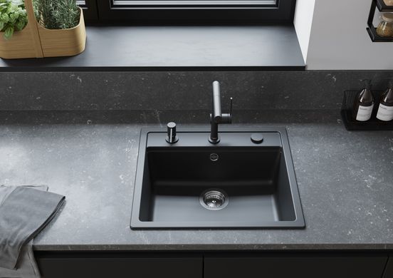 Мийка кухонна Hansgrohe S52, граніт, прямокутник, без крила, 550х490х190мм, чаша - 1, врізна, S520-F510, чорний графіт (355337)