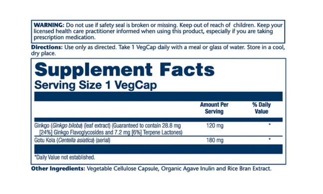 Ginkgo Biloba Extract One 120mg - 30 vcaps