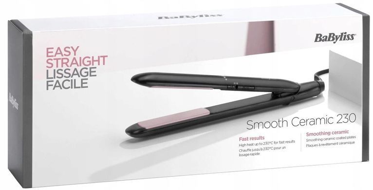 BaByliss Випрямляч, 41Вт, темп.режимов-2, 200 - 230С, кераміка, чорний (373649) ST241E фото