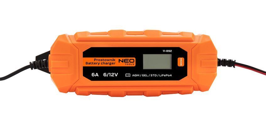 Зарядний пристрій для акумуляторів Neo Tools 11-892 6/12В, 6А, 100 Вт. (STD, AGM, GEL, LiFePO4) 11-892 фото