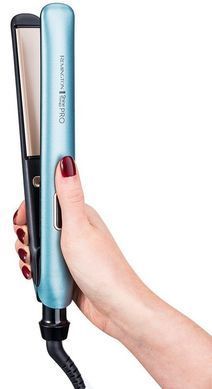 Remington Випрямляч Shine Therapy PRO, 54Вт, темп.режимів-9, 150-230С, дисплей, іонізація, кераміка, блакитний (332939) S9300 фото