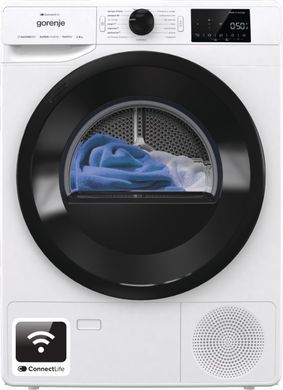 Gorenje Сушильная машина тепловой насос, 9кг, A++, 60см, дисплей, 16 программ, Wi-Fi, белый DPNE92GNLWIFI фото
