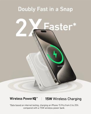 Портативное зарядное устройство Anker MagGo 10000 mAh Qi2 15W + USB-C PD 27W White (7181286)