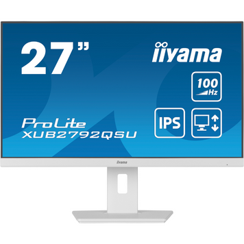 27" 16:9 IPS РК монітор, 2560х1440, 0.4 мс (MPRT), 100 Гц, FreeSync, 1xHDMI/1xDP/4xUSB 3.2, SP 2x2 В IIYAMA XUB2792QSU-W6 3724094 фото