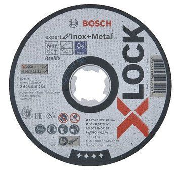Круг абразивний відрізний Bosch X-Lock Expert for Inox + Metal 125x22,2 мм 2608619264