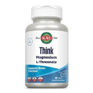 Магний L-треонат, Think Magnesium L-Threonate, KAL, 2000 мг, 60 таблеток