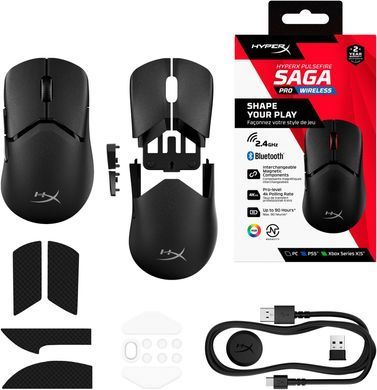 Миша HyperX Pulsefire SAGA PRO, RGB, USB-A/WL/BT, чорний (388532) A2PB2AA фото