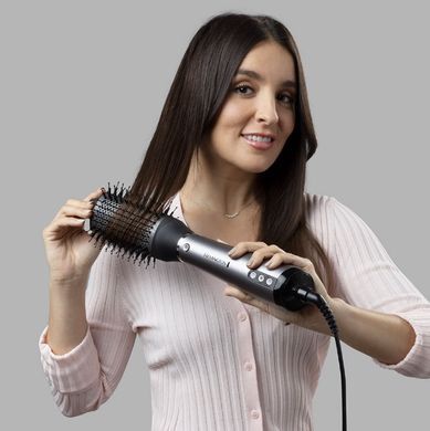 Remington Фен-щітка ProLuxe You Adaptive, 1000Вт, 3 режими, іонізація, хол. обдув, кераміка, сірий (362804) AS9880 фото