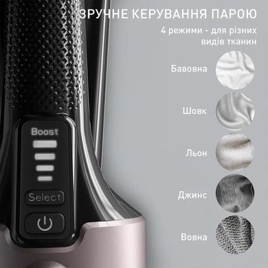Відпарювач Tefal компактний Pure Force 3в1, 1800Вт, 180мл, постійна пара - 35гр, керам. підошва, чорно-рожевий (389423) DT8765E0 фото