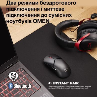 Миша HyperX Pulsefire SAGA PRO, RGB, USB-A/WL/BT, чорний (388532) A2PB2AA фото