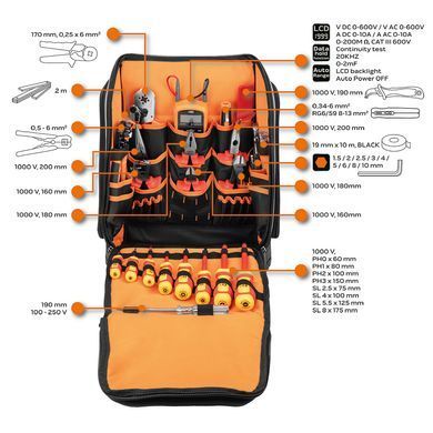 Рюкзак электрика Neo Tools 01-313 31 предмет 01-313 фото
