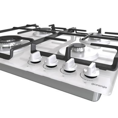 Gorenje Варочная поверхность газ на стекле, 60см, чугун, белый GTW641EW фото