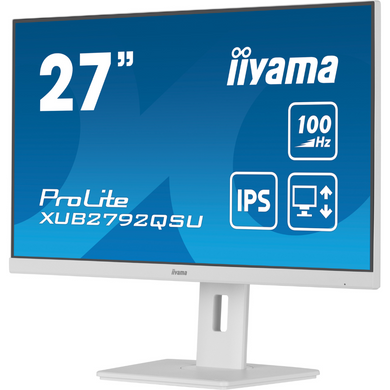 27" 16:9 IPS РК монітор, 2560х1440, 0.4 мс (MPRT), 100 Гц, FreeSync, 1xHDMI/1xDP/4xUSB 3.2, SP 2x2 В IIYAMA XUB2792QSU-W6 3724094 фото