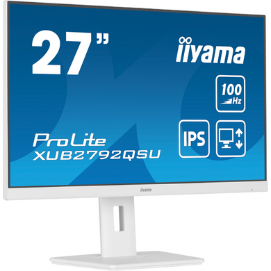 27" 16:9 IPS РК монітор, 2560х1440, 0.4 мс (MPRT), 100 Гц, FreeSync, 1xHDMI/1xDP/4xUSB 3.2, SP 2x2 В IIYAMA XUB2792QSU-W6 3724094 фото