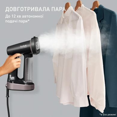 Відпарювач Tefal компактний Pure Force 3в1, 1800Вт, 180мл, постійна пара - 35гр, керам. підошва, чорно-рожевий (389423) DT8765E0 фото
