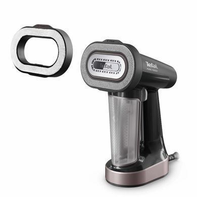 Відпарювач Tefal компактний Pure Force 3в1, 1800Вт, 180мл, постійна пара - 35гр, керам. підошва, чорно-рожевий (389423) DT8765E0 фото