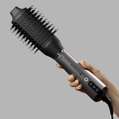 Remington Фен-щітка ProLuxe You Adaptive, 1000Вт, 3 режими, іонізація, хол. обдув, кераміка, сірий (362804) AS9880 фото