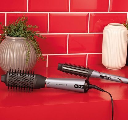 Remington Фен-щітка ProLuxe You Adaptive, 1000Вт, 3 режими, іонізація, хол. обдув, кераміка, сірий (362804) AS9880 фото