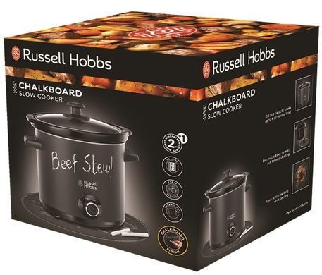 Медленноварка Russell Hobbs ChalkBoard, 200Вт, чаша-3.5л, механическое управл., нерж. сталь, черный 24180-56 фото