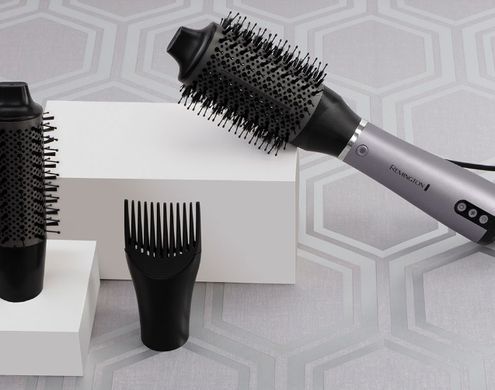 Remington Фен-щітка ProLuxe You Adaptive, 1000Вт, 3 режими, іонізація, хол. обдув, кераміка, сірий (362804) AS9880 фото