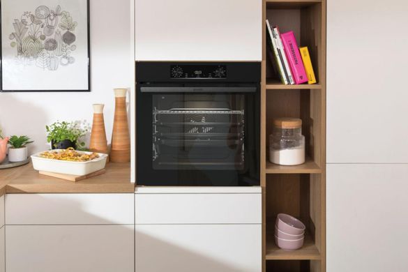 Gorenje Духова шафа електрична, 77л, A+, пара, дисплей, піроліз, чорний (367259) BPS6737E07B фото