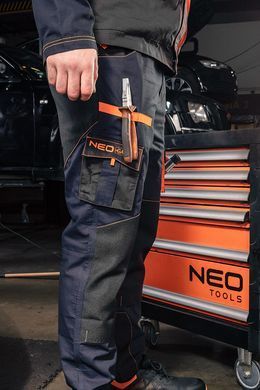 Штани робочі NEO Tools 81-237 Neo Garage, ріптоп, бавовна, посилені вставки Oxford, сірі, CE EN ISO 13688 XL