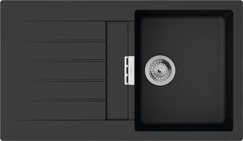 Мойка кухонная Hansgrohe S52, гранит, прямоуг., с крылом, 840х480х190мм, чаша- 1, накладная, S520-F345, черный графит