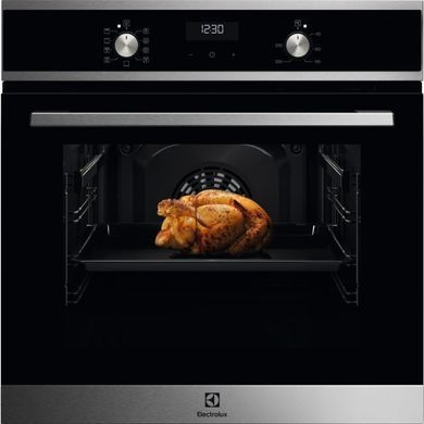 Electrolux Духова шафа електрична, 65л, А, пара, дисплей, конвекція, телескопічні напрямні, чорний+нерж EOD5H70BX фото