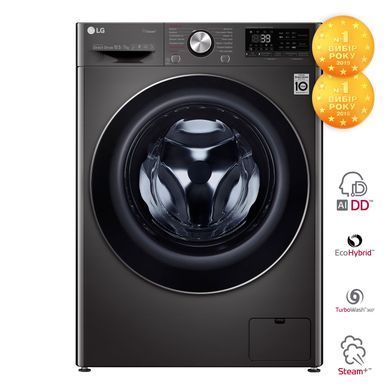 Прально-сушильна машина LG фронтальна, 10.5(7)кг, 1400, А, 56см, дисплей, пара, інвертор, чорний F4V9RC9P фото