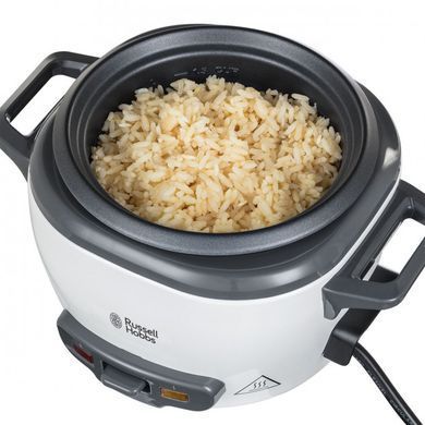 Russell Hobbs Рисоварка, 200Вт, чаша-0,7л, механічне керування, знімна кришка, нерж. сталь, чорно-біла (332942) 27020-56 фото