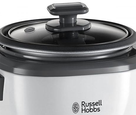 Russell Hobbs Рисоварка, 200Вт, чаша-0,7л, механічне керування, знімна кришка, нерж. сталь, чорно-біла (332942) 27020-56 фото