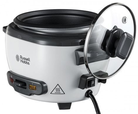Russell Hobbs Рисоварка, 200Вт, чаша-0,7л, механічне керування, знімна кришка, нерж. сталь, чорно-біла (332942) 27020-56 фото