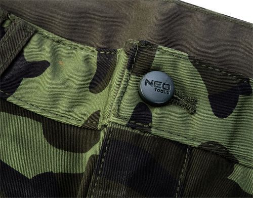 Рабочие шорты камуфляжные NEO 81-271, Camo, с эластичным поясом и карманами.