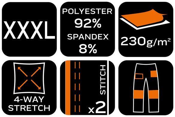 Штани робочі NEO TOOLS 81-295-3 Mix&Match, еластичні, посилені коліна, з карманами XXXL