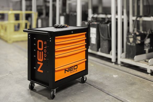 Візок для інструменту NEO TOOLS 84-214, із замком, гумове покриття, 5 ящиків 84-214 фото