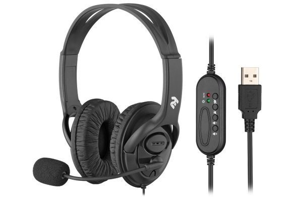 Гарнитура ПК стерео Over-ear 2E CH13 USB, omni-mic, 2м, черный 2E-CH13SU фото