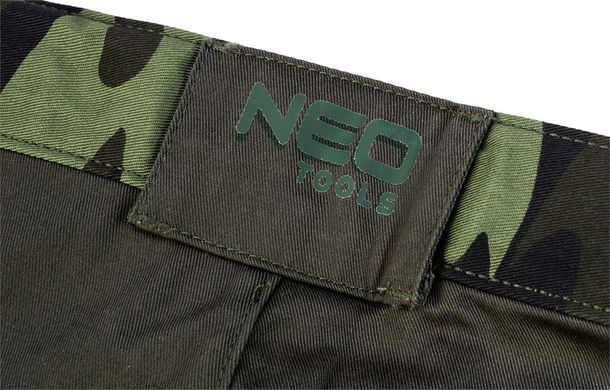 Рабочие шорты камуфляжные NEO 81-271, Camo, с эластичным поясом и карманами.