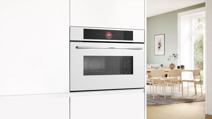 Bosch Духовой шкаф электрический компактный, 45л, A, дисплей, конвекция, ф-ция СВЧ, белый CMG7241W1 фото