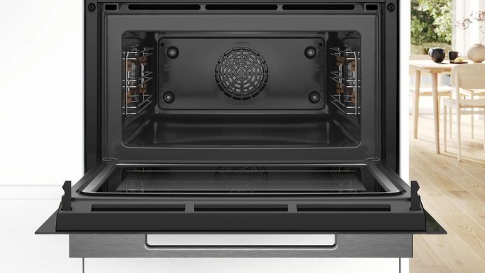 Bosch Духовой шкаф электрический компактный, 45л, A, дисплей, конвекция, ф-ция СВЧ, белый CMG7241W1 фото