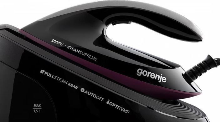 Утюг-парогенератор Gorenje, 3000Вт, 1500мл, паровой удар -160гр, дисплей, керам. подошва, черный SGD3000BKV фото